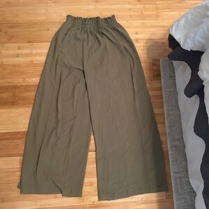 Olive Green Women's Wide-Leg Pants
